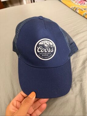 Coors Banquet Trucker Hat in Navy. Zach Top